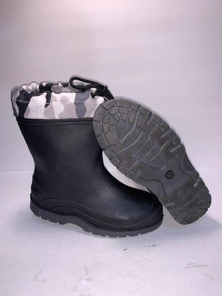 BOTAS DE NIÑO FORRADAS IMPERMEABLES DE GOMA CAMUFLAJE NEGRAS TALLA 13 SIN MARCA CC-7 Foto 4 de 4