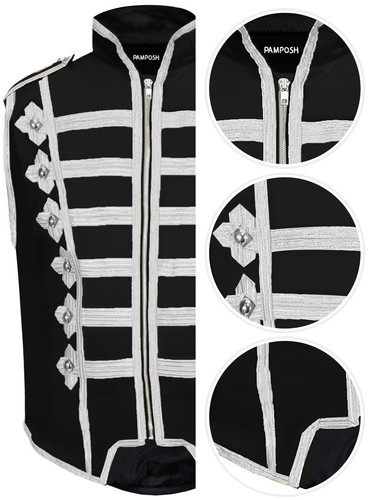 Hussar Jacket Mens Steampunk Napoleon Vest Military Tunic Drummer Parade Jackets - Picture 43 of 125