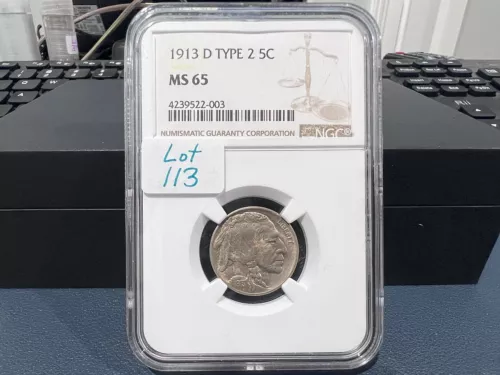 1913-D type 2 5c Buffalo Nickel NGC MS65 (HGE)