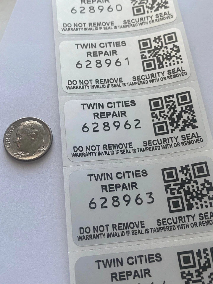 500 CUSTOM PRINTED 2 INCH QR CODE SERIAL NUMBER SECURITY VOID LABELS - Image 3 of 4