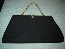 Vintage 1950s-1960s Black fabric Evening handbag Purse in Excellent condition
