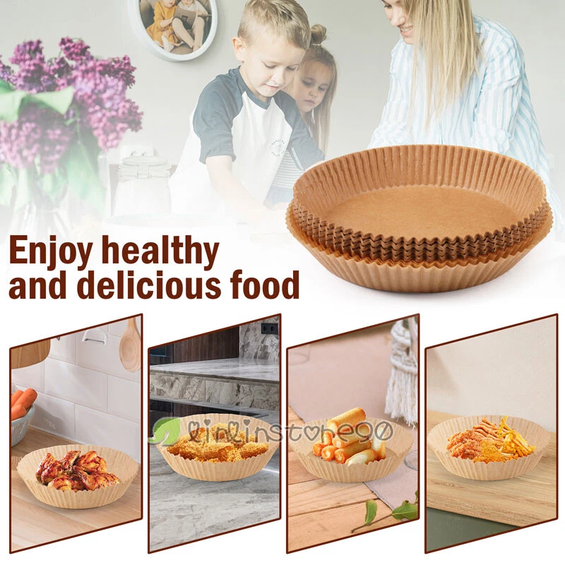 Air Fryer Liners, 100 PCS Disposable Paper Liners, Non-Stick Silicone Oil-proof