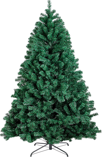 7.5FT Artificial Christmas Pine Tree with 1800 Tips, Green, PVC Material, Easy A