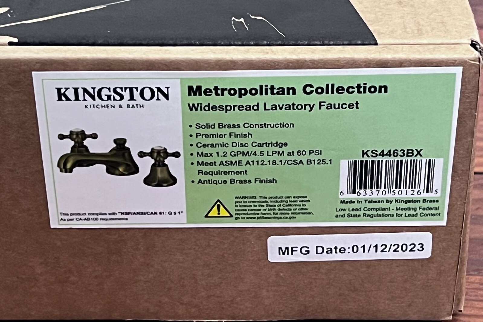 Kingston Brass KS4463BX Metropolitan 8" Widespread Bathroom Faucet Antique Brass