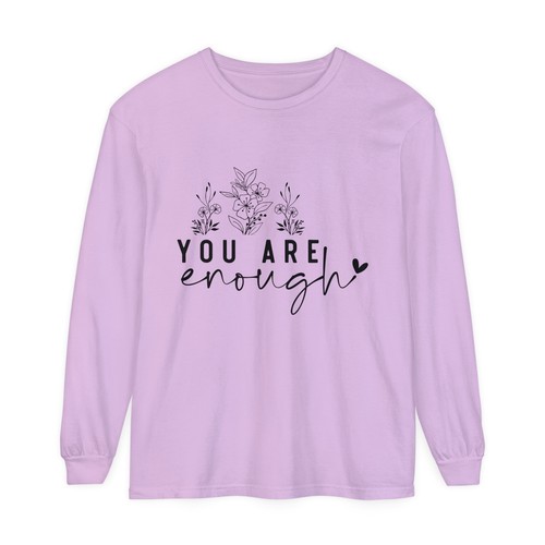 You Are Enough Unisex Garment-dyed Long Sleeve T-Shirt - 第 42/57 張圖片