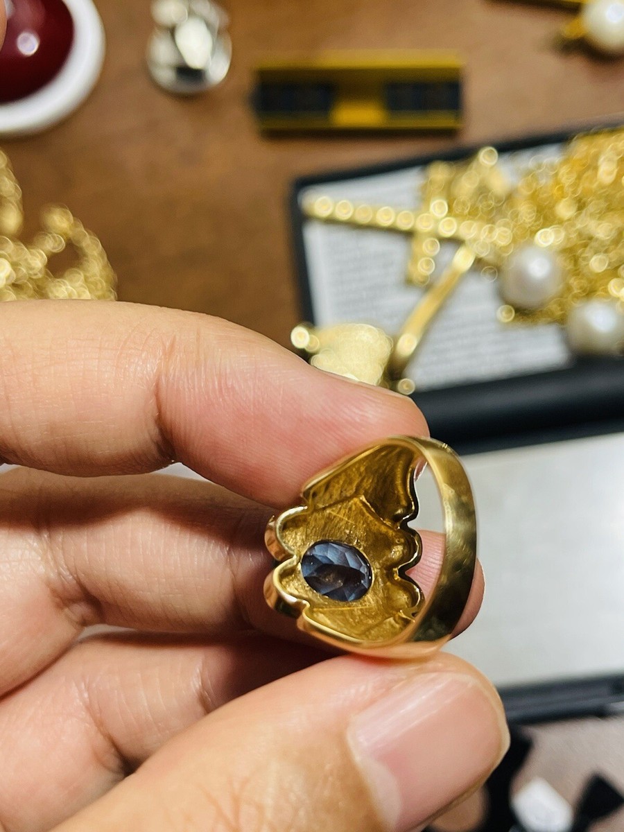 SALE SALE ! 18金(750)リング K18 750 18k Japan GENUINE Gold Blue Topaz Gold Ring Fits 7