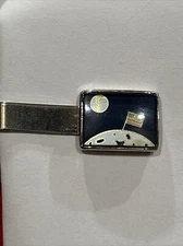 Vintage FLAG Moon Landing Tie Bar Clip Sarah Coventry EXPLORER Silvertone SPACE