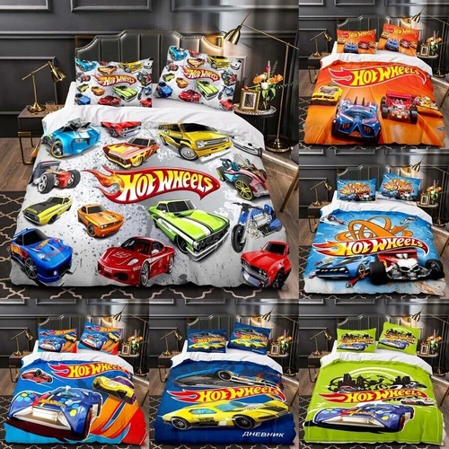 Bedding Set Hot Wheels Quilt Duvet Cover Pillowcase Single Double Gifts UK SIZE - Picture 2 of 6