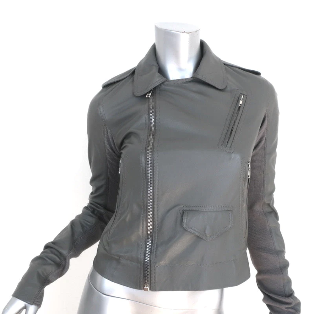 Rick Owens Stooges Leather Biker Jacket Euca Gray Size 40 Rick Owens Stooges Leather Biker Jacket Euca Gray Size 40