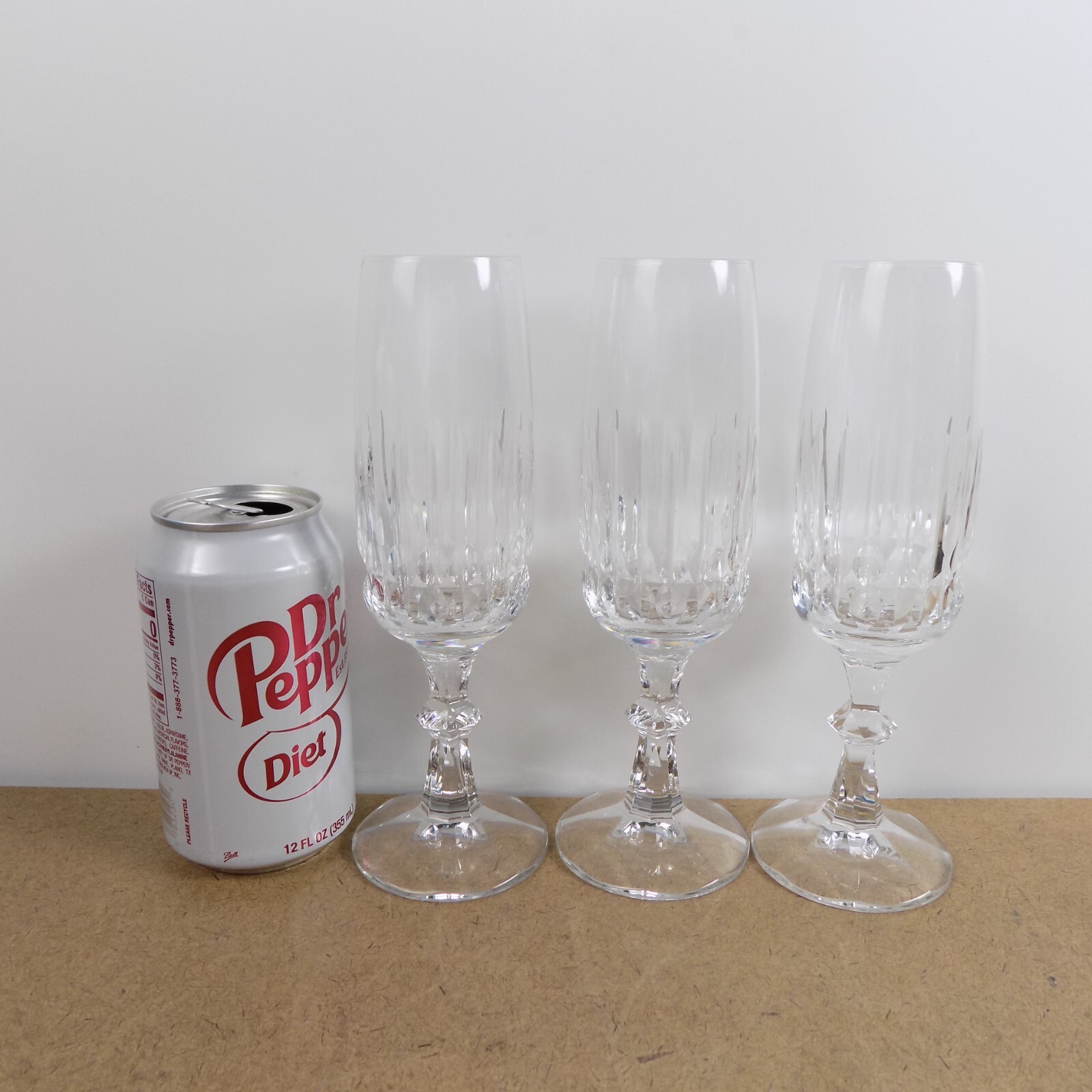 3 Schott Zwiesel Tango Crystal Champagne Flutes Glasses 7.9" Tall VGC