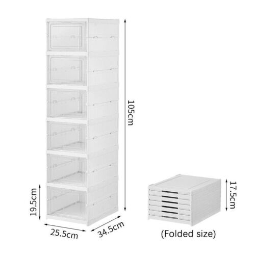 Shoe Box Storage Case Clear Boxes Foldable Stackable Transparent Organizer - Picture 10 of 11