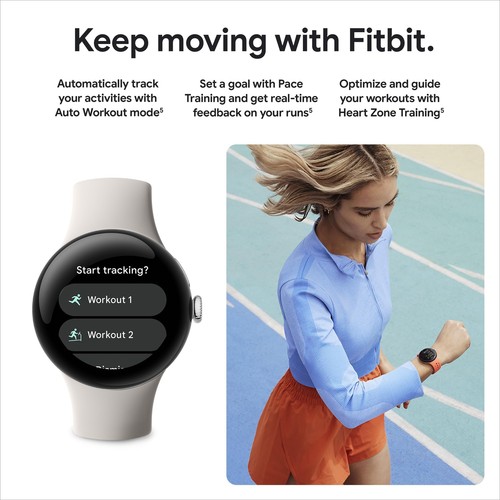 Google - Pixel Watch 2 41mm LTE - matowa czerń z opaską obsydianową - GA04941-US - Zdjęcie 8 z 10