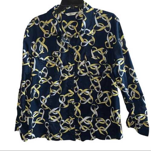 Liz Claiborne Button Down Ribbon & Chains Blouse Size XXL