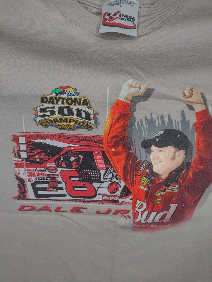 Camisa De Colección Dale Earnhardt Jr Adulto Grande Marrón Daytona 500 Doble Cara Campeón Foto 4 de 4