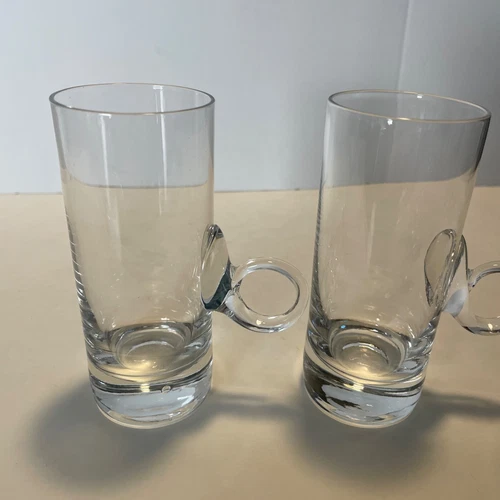 Set of 2 Lenox-USA VTG Irish Coffee Mugs Loop Handles Crystal 5oz