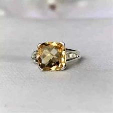 Citrine Solid 925 Sterling Silver Statement Handmade Popular Ring All Size R357