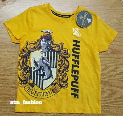 Kinder Jungen/Mädchen Harry Potter Hufflepuff Baumwolle T-Shirt Tee Top Primark UK 4-15YR