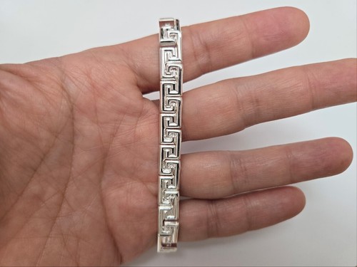 925 Sterling Silver Stampato Greek Key Link Necklace Bracelet Italy 8mm 7"-18" - 第 7/10 張圖片