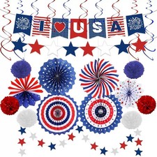 4th of July Decorations Independence Day Patriotic Decor Set-Red White Blue