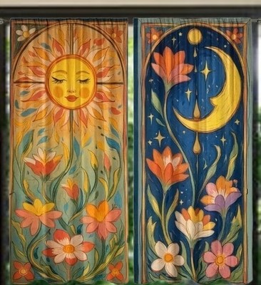 Bohemian Sun And Moon Curtains 82x51