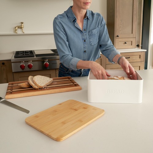 Beautiful Bread Box With Wooden Lid For Your Kitchen Countertop - Spacious Co... - Picture 3 of 9