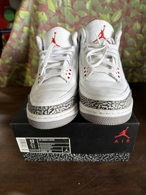 Nike Air Jordan Retro 3 White Cement 2011 Size 12 Authentic Basketball OG Mid - image 1 of 4