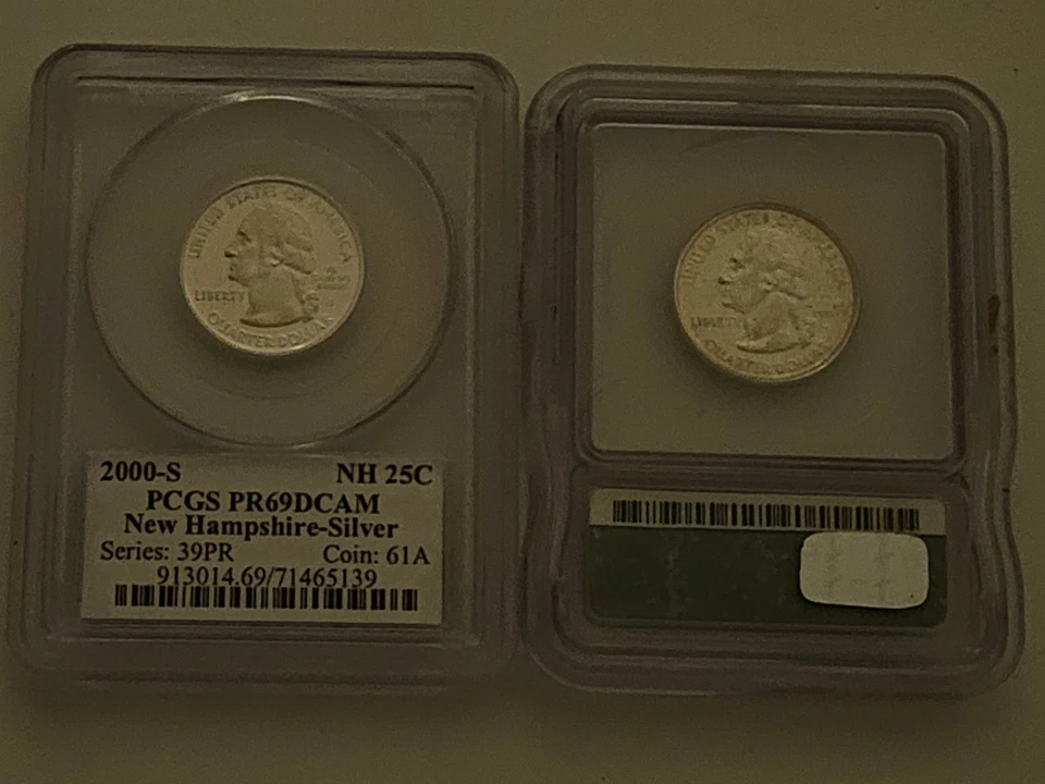 2- 2000-S Proof SILVER New Hampshire State Quarters 1-ICG PR70DC, 1-PCGS PR69DC - Image 4 of 4