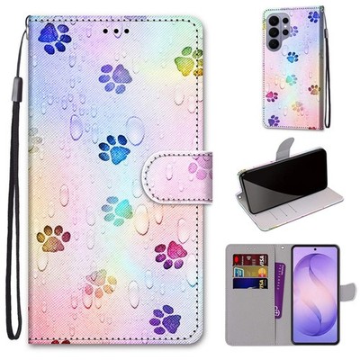 Wallet Case For Various Phone Card Bag Flip Stand Cover Cute Footprint Magnetic