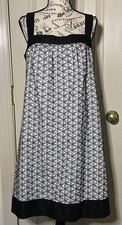 Ann Taylor LOFT Circles Floral Straps Lined Dress 14 Black White NWT
