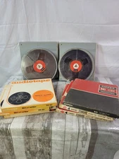 Lot of 8 Reel to Reel 7" Tapes  Selling As Blank Ampex, BASF in Hard Case