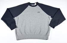 Levi  s Men  s S Gray Black Relaxed Fit Raglan Crewneck Fleece Sweatshirt
