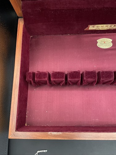 Vtg Oneida Community Flatware Storage Chest Box Case Velvet Lining - Picture 5 of 18