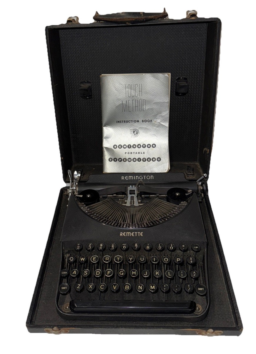 その他 Early 1940 REMINGTON REMETTE in ORG CASE VTG 1941 Remington Remette Portable Typewriter Black Case