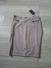 M&S Taupe Stretch Straight Pencil Skirt Zip Detail BNWT Smart Office Work UK14
