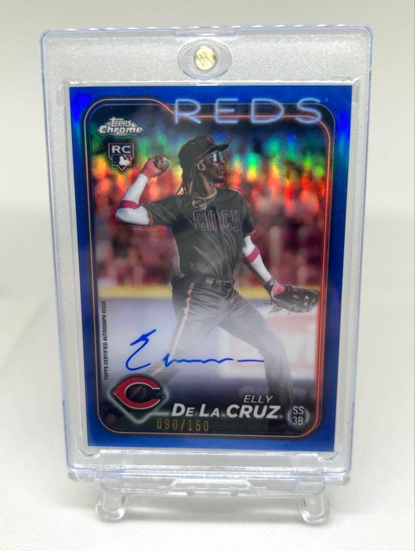 2024 Topps Chrome Elly De La Cruz RC Auto Blue Refractor #RA-EDLC /150 Reds F/S