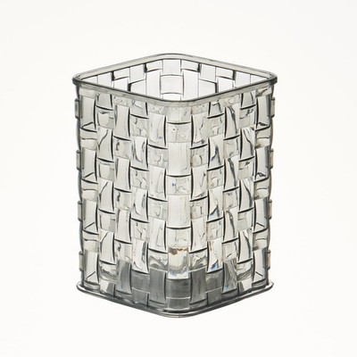 Qomamount Acrylic Pen Holder,Clear Makeup Brush Holder with Woven Clear Black 