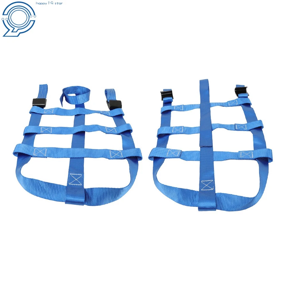 2 Car Heavy Duty Basket Tiedown Straps Tire Tow Dolly Wheel Net Set W/Flat Hooks - Image 2 of 4