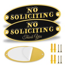 2 Pack No Soliciting Sign for House or Business, 2" x 5" Brass No Soliciting ...