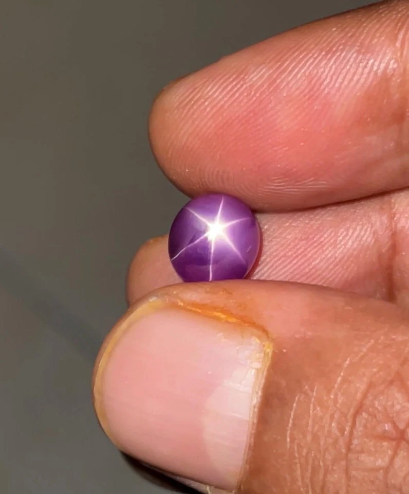 8.45 Ct Certified Natural Purple Star Sapphire 6 Rays Oval Cabochon Gemstone - Image 3 of 3
