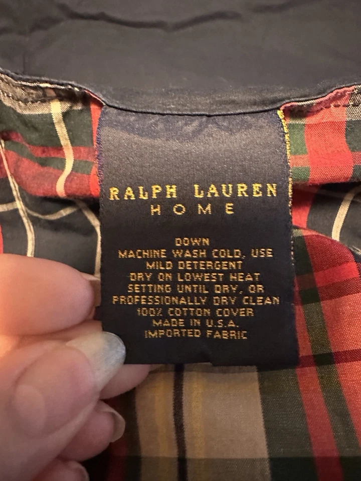 Edredón de plumón reversible Polo Ralph Lauren King azul marino rojo tostado reparación a cuadros Foto 4 de 4