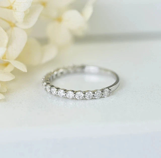 Echter Moissanit 2 Karat Rundschliff Damen Verlobungsring 14K Weißgold vergoldet