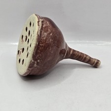 VINTAGE 16-HOLE ROSE MAUVE PINK GLAZED POTTERY Handmade FLOWER FROG Signed