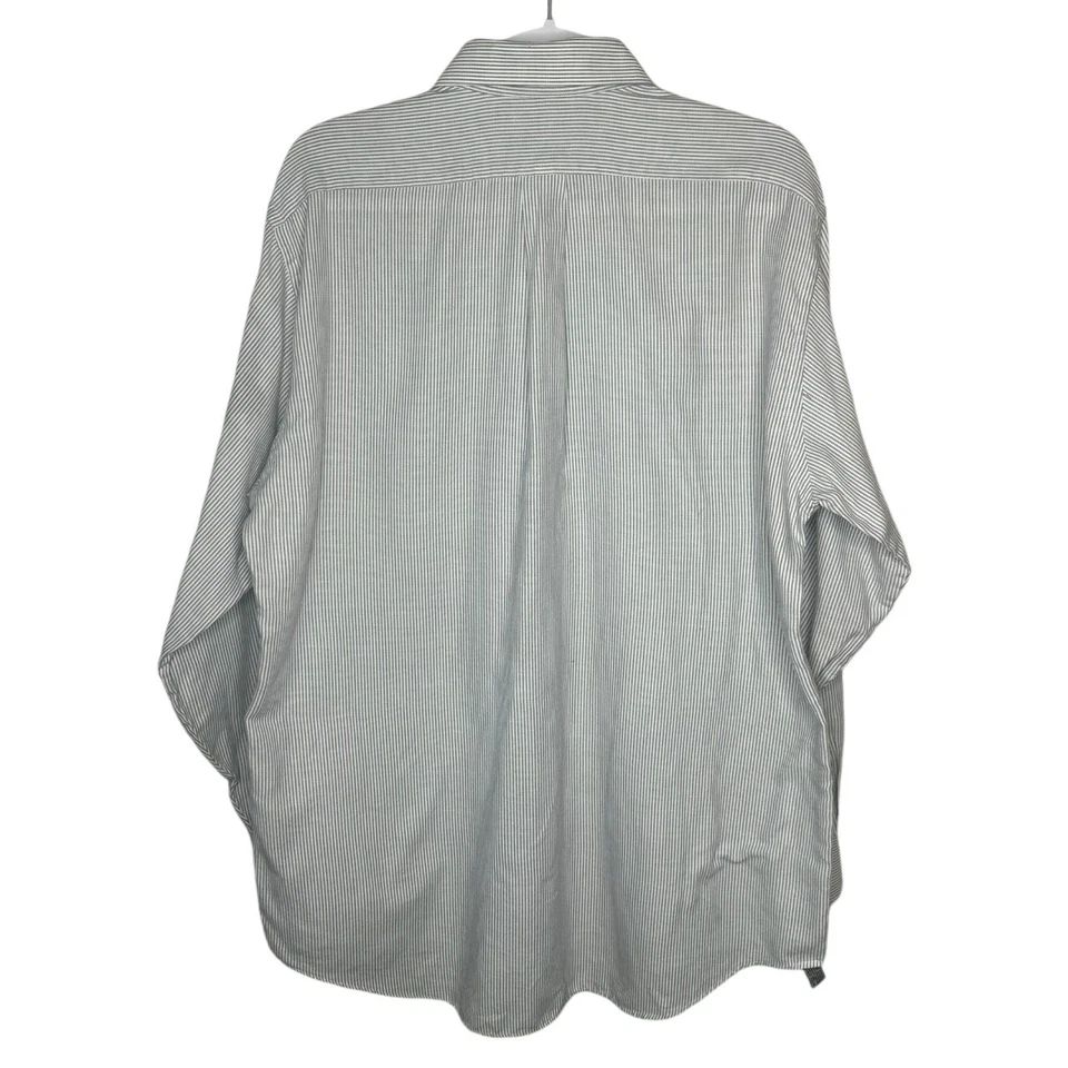 Van Heusen Men’s L Gray White Striped Button-Up Long Sleeve Dress Shirt - Image 3 of 4