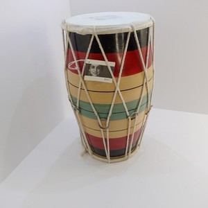 Rare Sudha Pennathur Wooden Baby Dholak Multi-Color 12 inches