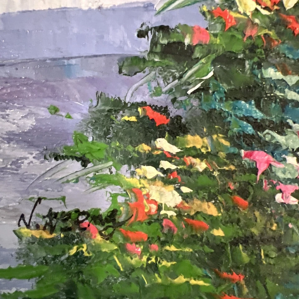 Pintura Santorini Grecia Arte Original Firmado Paisaje Impasto Pintura al Óleo 13x17 Foto 3 de 4