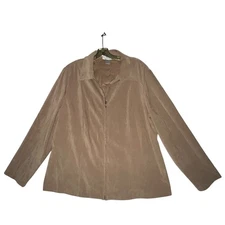 Dressbarn Woman Beige Faux Suede Zip-Up Jacket Size 16W