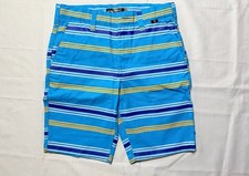 Hurley Boys Blue  Yellow Striped Shorts Above the Knee Shorts Size 12 Inseam 9"