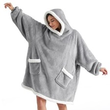 Blanket Hoodie, Wearable Blanket for Adults  Kids as Gifts for Standard Grey