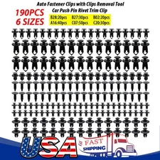 190PCS Car Retainer Auto Fasteners Push Trims Plastic Clips Pin Rivet Bumper Kit