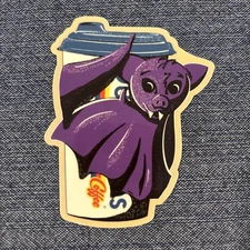 Dutch Bros Coffee Sticker Bat Cup GLOW IN THE DARK October 2021 Halloween